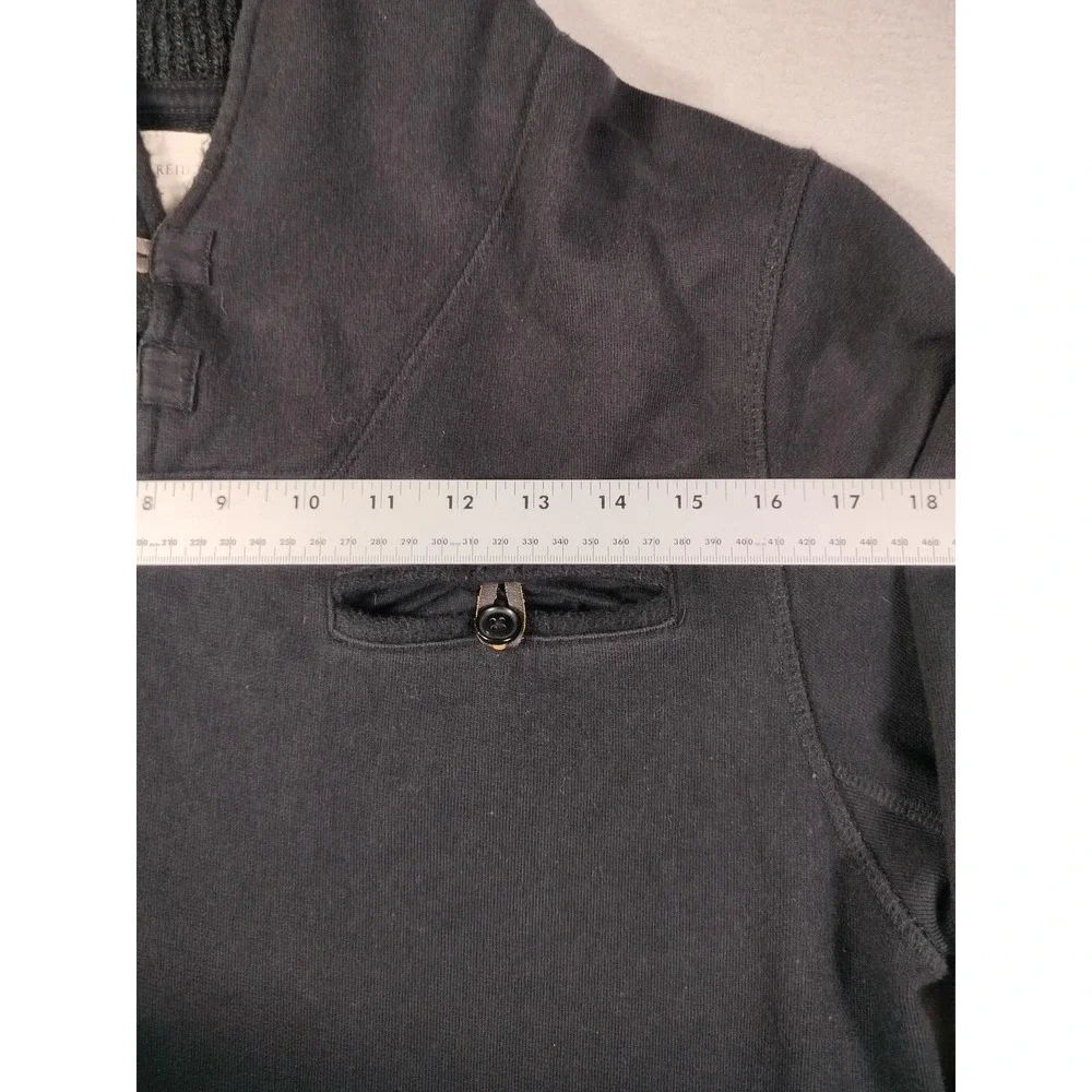Billy Reid Sweatshirt Mens Large Gray Fleece Mock Neck Pullover Elbow Patch